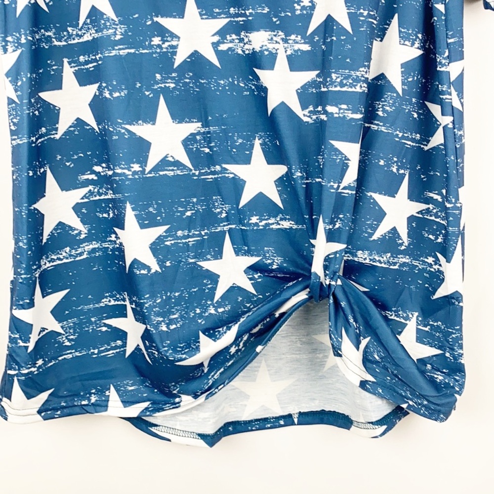 NWOT For G and PL American Flag Twist Knot Short Sleeve Top--XL - Picture 7 of 15